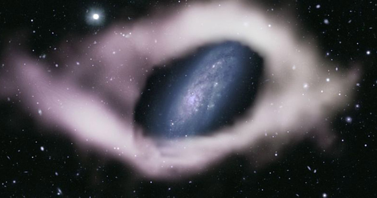 Astronomers have discovered a rare galaxy surrounded by a ring.  PHOTO