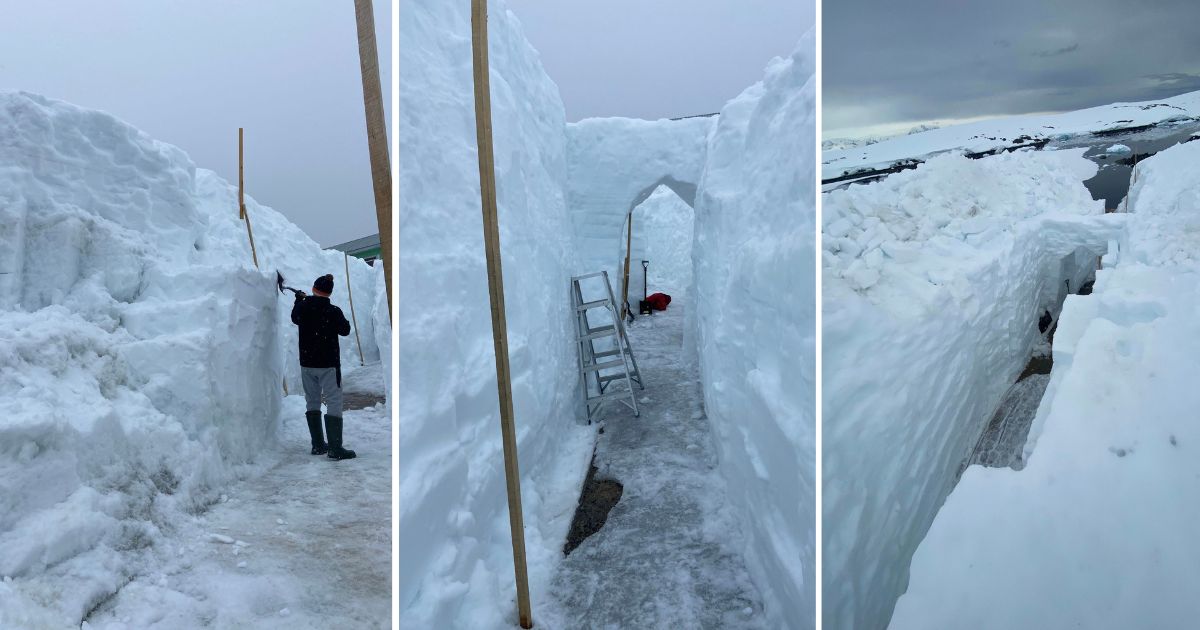 Ukrainian polar explorers laid a tunnel in several meters of snowdrifts: they dug for more than a week.  PHOTO