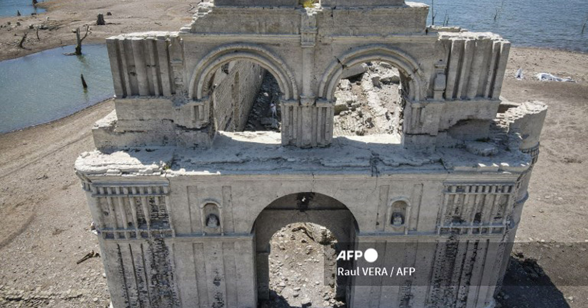In Mexico, a 16th century church “emerged” from a reservoir due to intense heat.  PHOTO