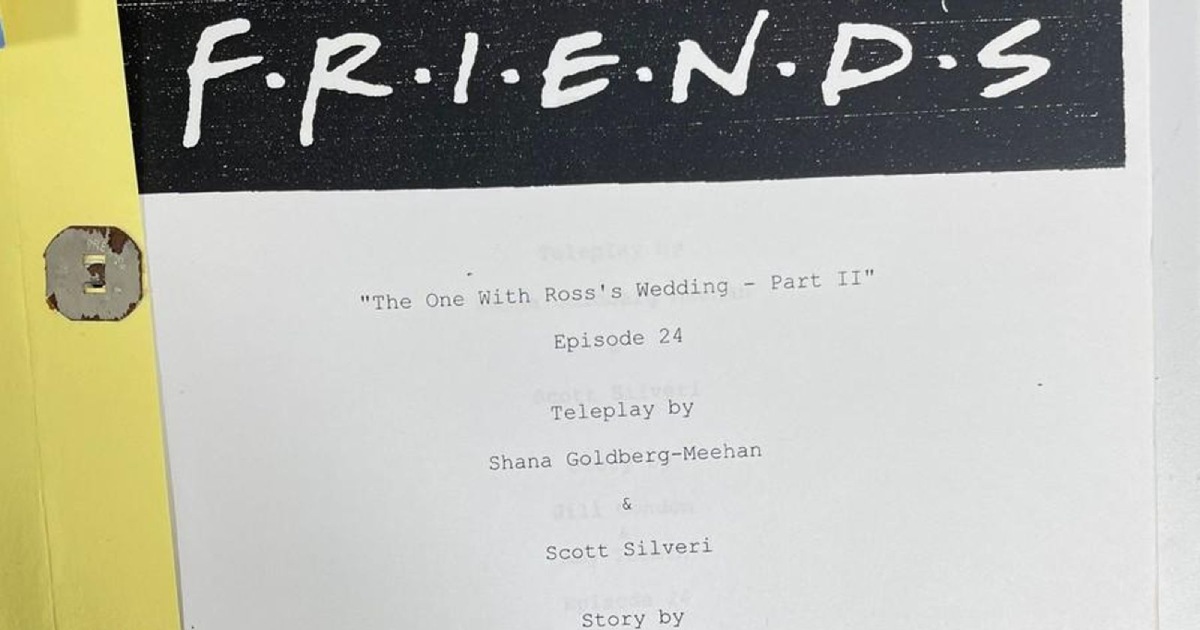 Scripts of episodes of “Friends” about Ros’s wedding will be sold at an auction in England.  PHOTO