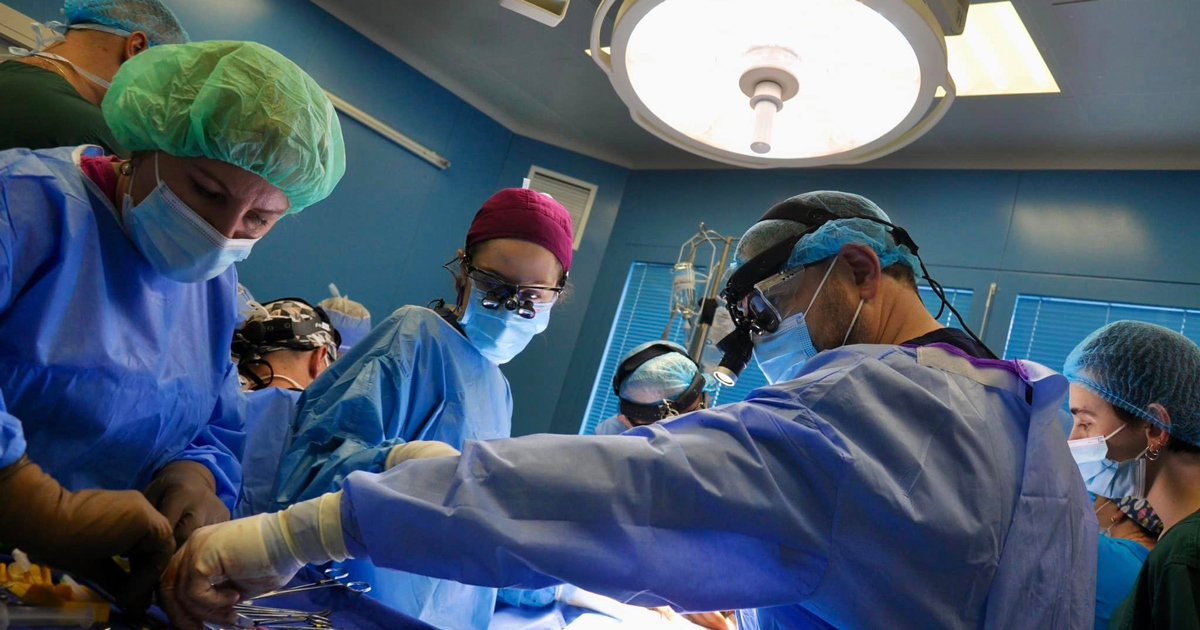 During the day, doctors performed three complex facial reconstruction operations on military personnel