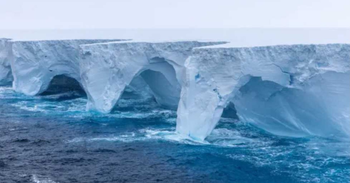 Scientists have shown caves and arches formed in the largest iceberg in the world.  PHOTO