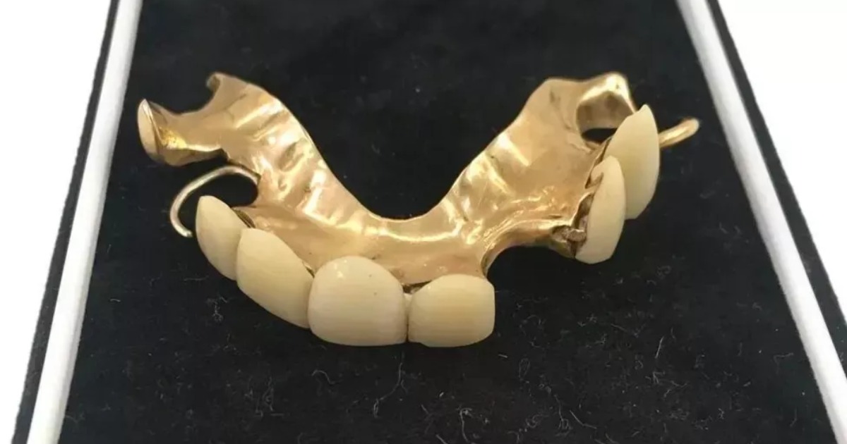 Churchill’s golden denture was sold at auction for ,000.  PHOTO